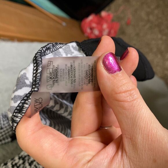 Calvin Klein womens 3/4 sleeve black white career tunic asymmetrical slinky 3X - Picture 3 of 6